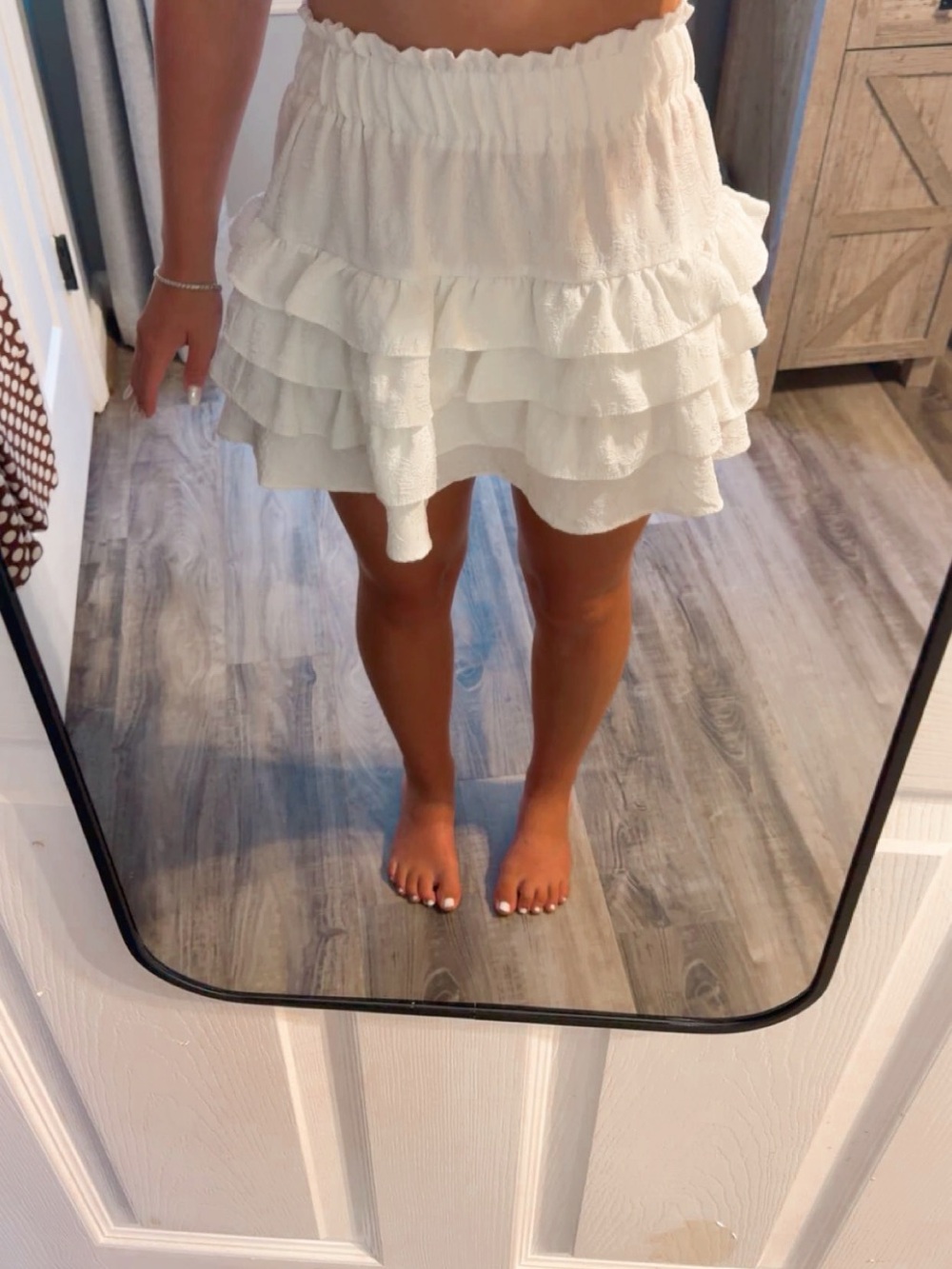 SHEIN White Tiered Ruffle Mini Skirt